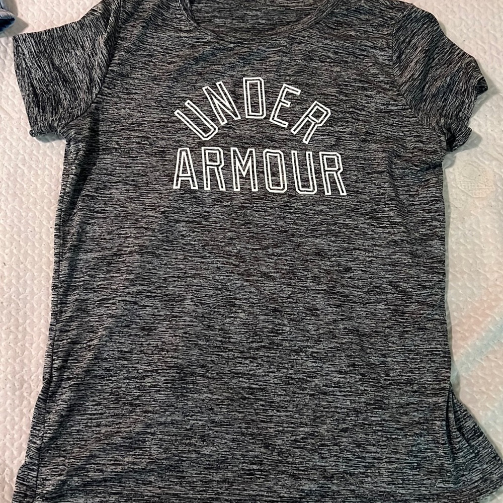 Grey and black Under Armor shirt
